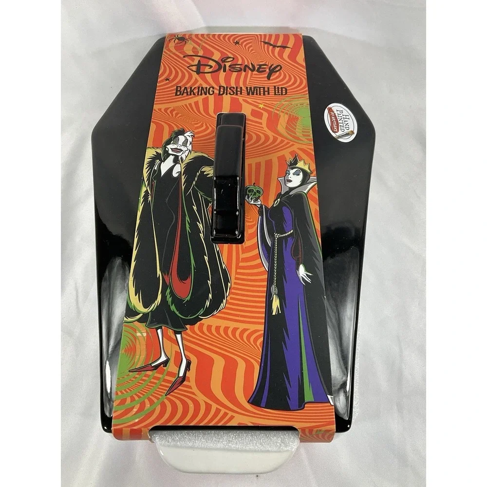 Disney Villains Spooky Halloween Coffin Baking Dish w/ Lid White New! Ceramic.